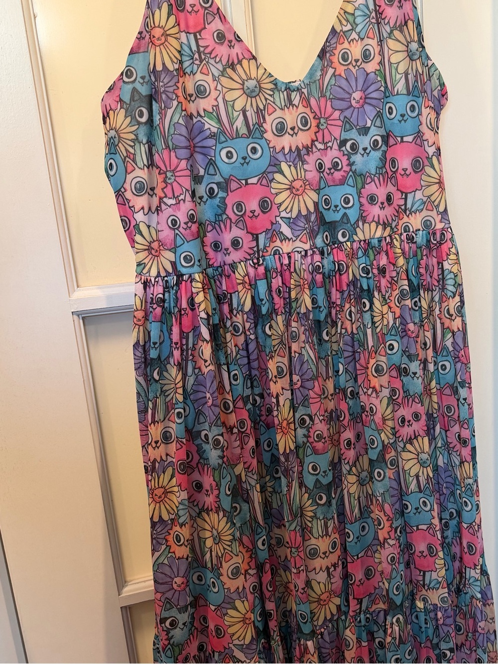 Blackmilk Pastel Floral & Cat Print Maxi Dress